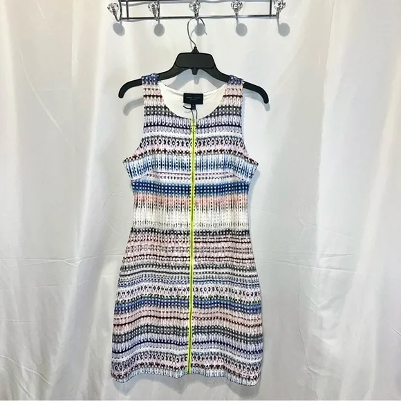 Romeo + Juliet Neon Multi Ombre Perforated Zip-Up Sleeveless A-Line Sheath Dress - Picture 2 of 11